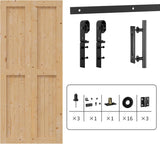 48"x84" Bi fold Barn Door with 52" Bifold Barn Door Hardware Kit for 2 Doors, No-Assembly Solid Spru