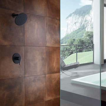 Matte Black Shower Faucet Set, 8 Inches Rain Shower Head