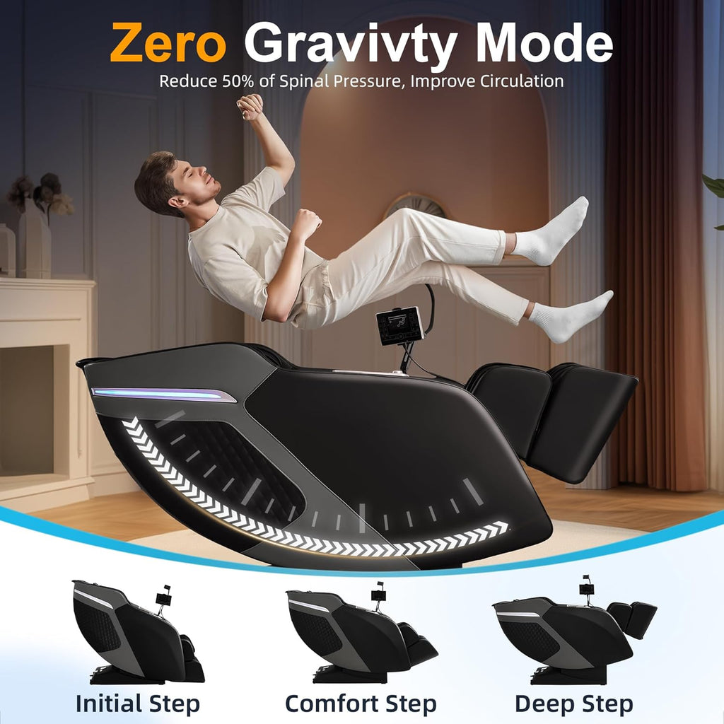Luxury 4D Full Body Massage Chair with Calf Kneading, Zero Gravity SL-Track Shiatsu Recliner ,18 Auto Modes & 6