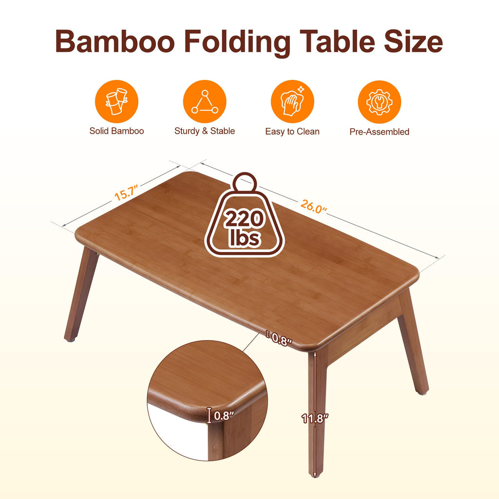 Folding Coffee Table, Japanese Bamboo Low Table