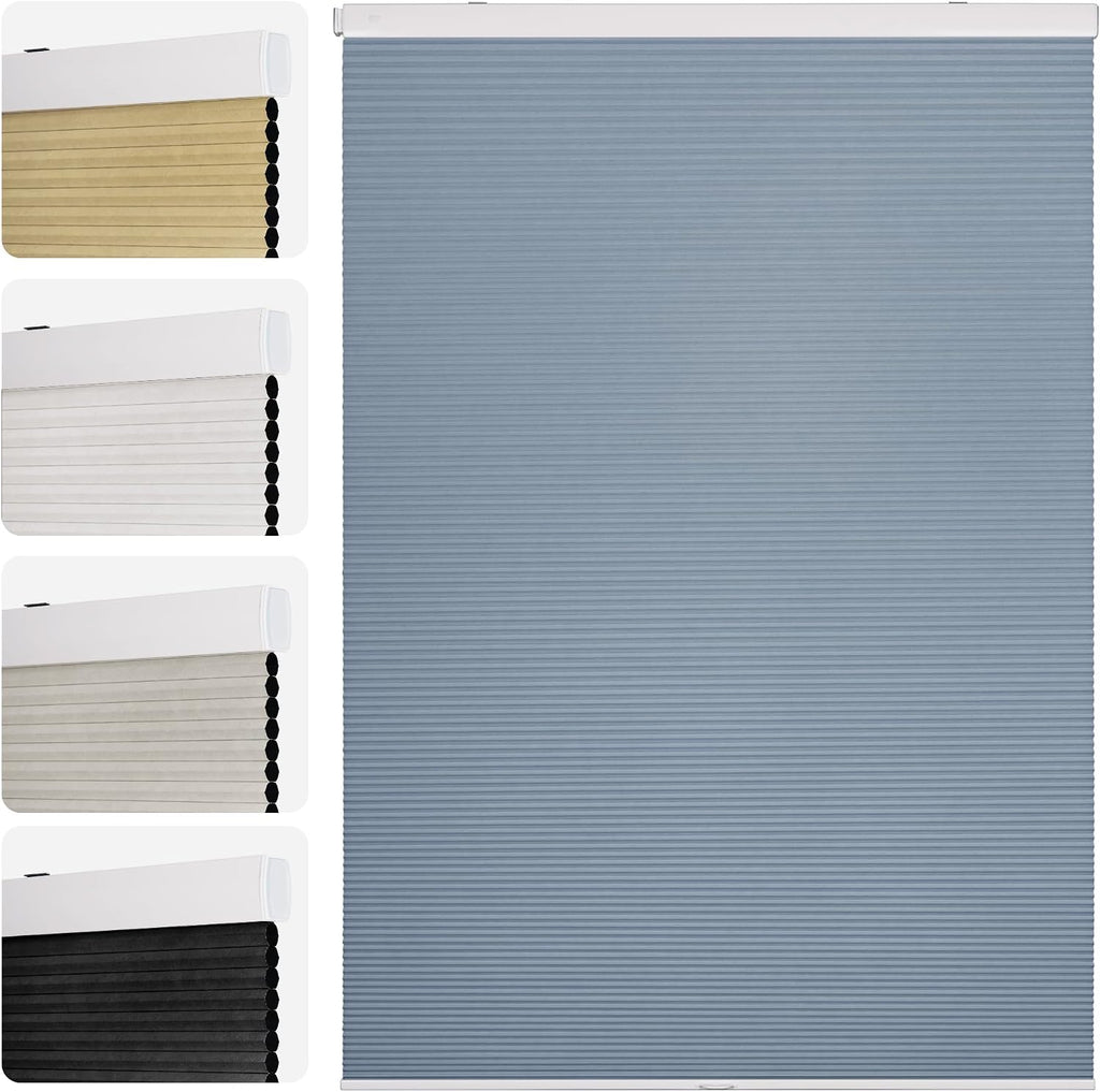 Cordless No Drill Blackout Honeycomb Shades - Thermal Insulation, UV Protection, Privacy, Room Darkening, Black 27" W