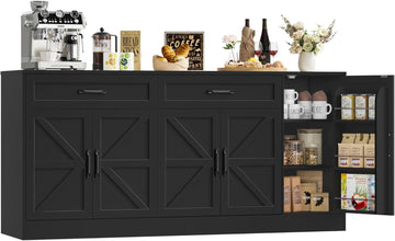 71” Large Sideboard Buffet Cabinet with Storage, Farmhouse Buffet Cabinet with Adjustable Shelves and 3 Door Shelves