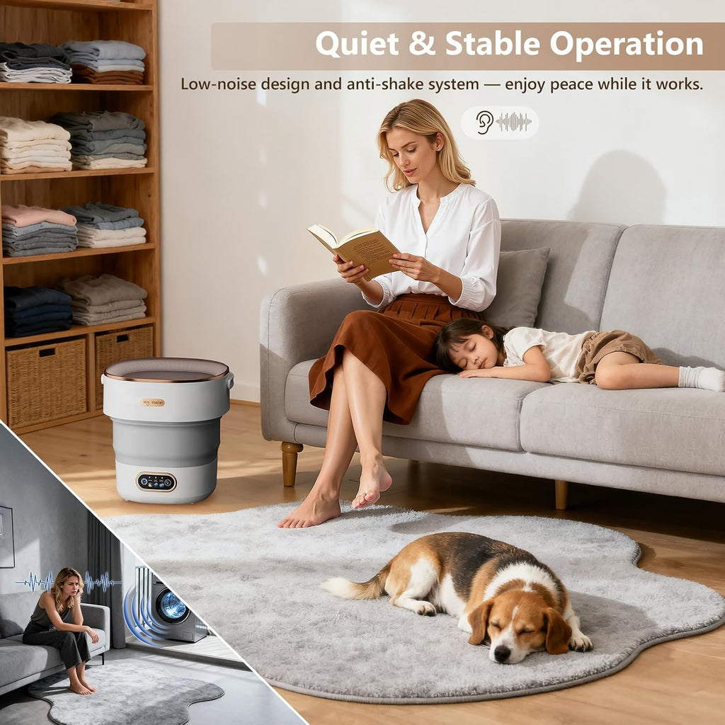 Mini Laundry Machine 16L - Foldable Portable Laundry Machine and Spinner for Baby Clothes, Underwear, Socks; Ideal for