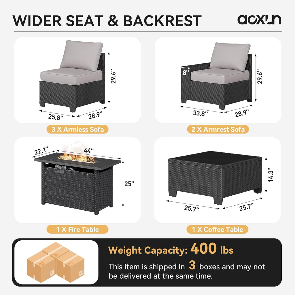 Outdoor Patio Furniture Set with 44'' Fire Pit Table