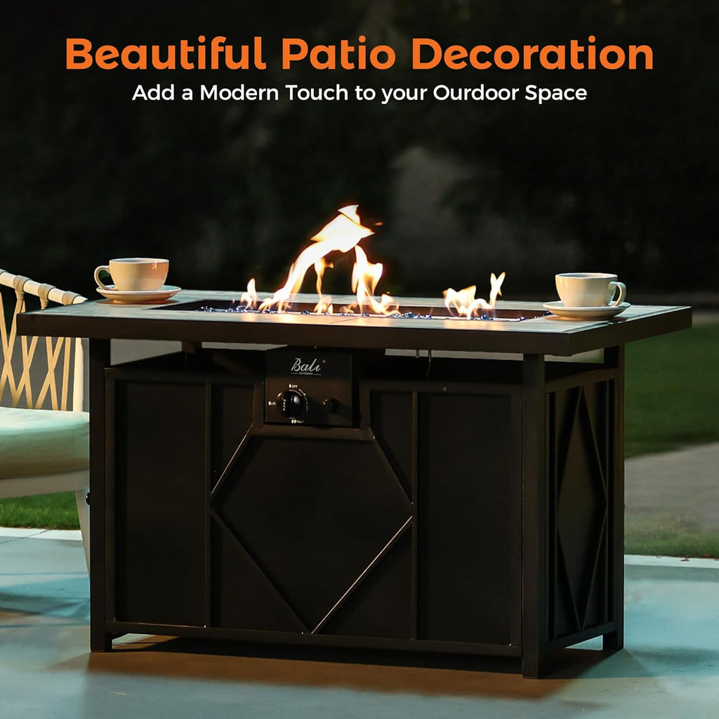 42 Inch Propane Fire Pit Table - Outdoor Patio with Lava Rocks