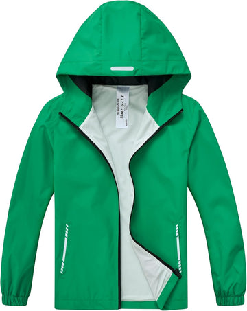 Girls Waterproof Rain Jacket Lightweight Windbreaker Hooded