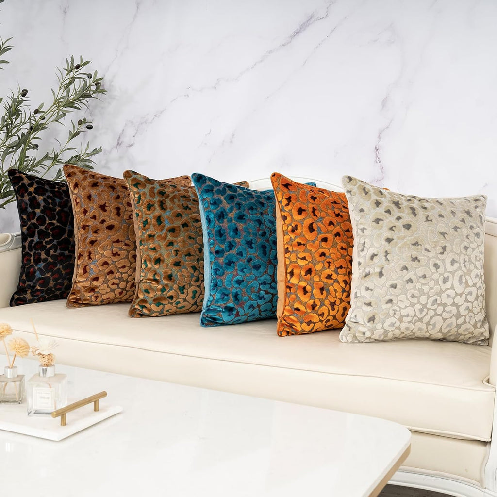 Blue Floral Throw Pillow Cover 12 x 20 Inch Cut Velvet Rectange Luxury Decorative Lumbar Pillow Cover