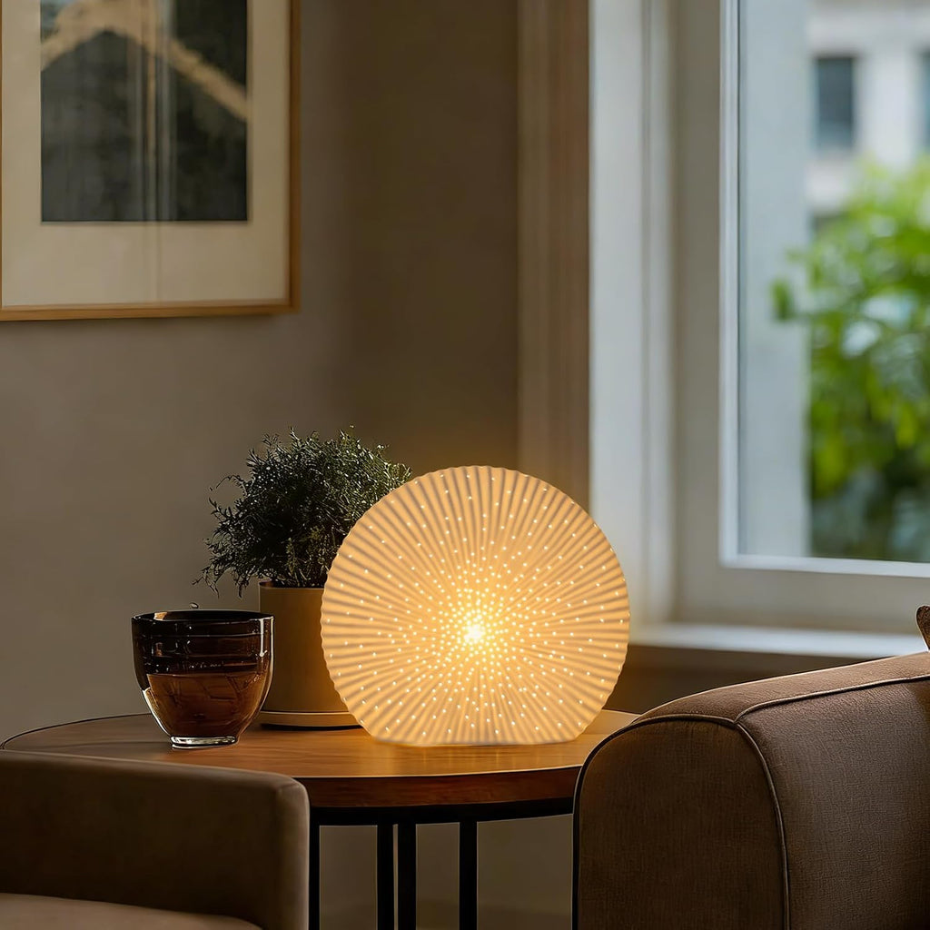 10.5"Modern Ceramic Table Lamp,White bedside table lamp, night Lamp,Decorative Lamp,Ambient lighting,Artistic lamp
