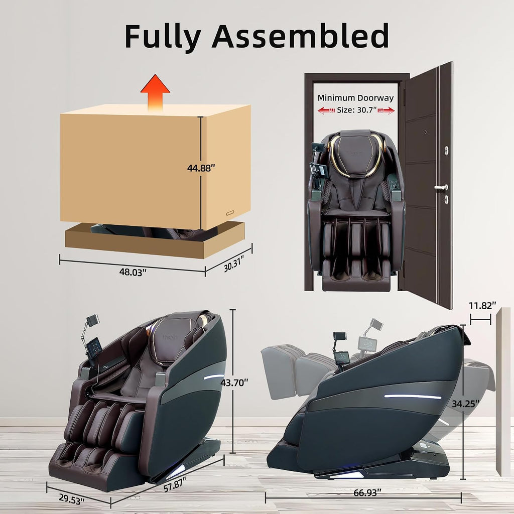 4D Massage Chairs Full Body Recliner with Heat Zero Gravity EX- SL Track Shiatsu Massage Chair with AI Voice, 7"
