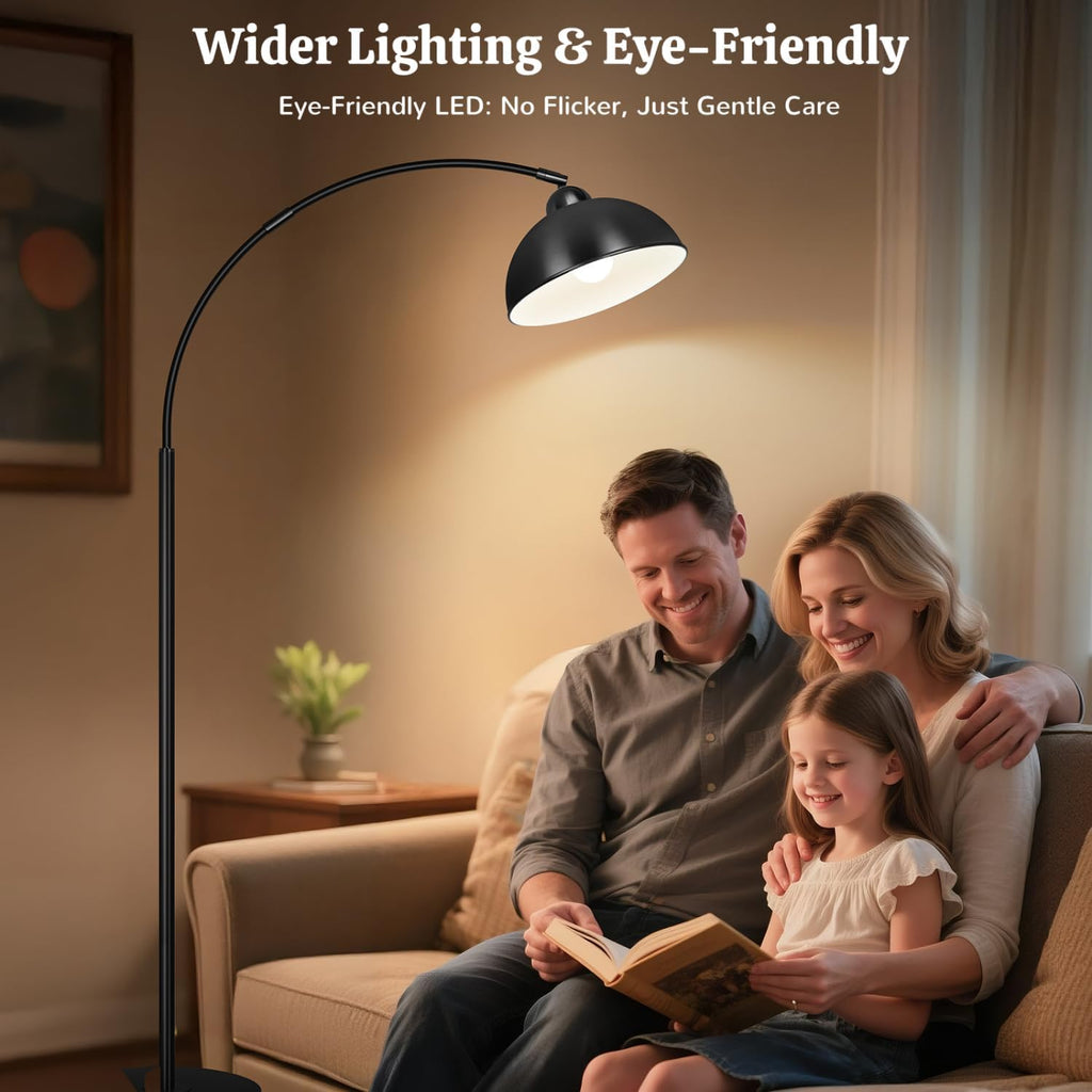 Arc Floor Lamps, 72" Modern Tall Lamp with Remote Control and Stepless Dimmable 9W LED Bulb