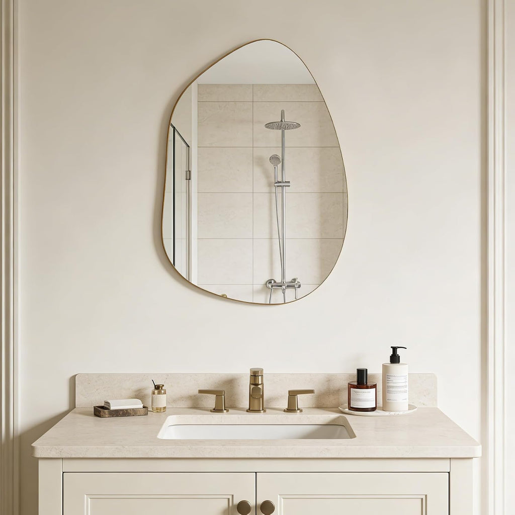 Irregular Wall Mirror Asymmetrical Mirror, Gold Mirror Living Room Entryway Bedroom, Decorative Modern Mirror