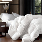 Luxurious Full/Queen Goose Down Comforter, Unique White Solid, 600 Thread Count, 100% Egyptian Cotto