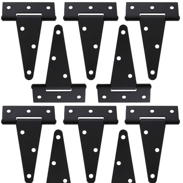 10 Pack T-Strap 4 Inch Heavy Duty Tee Hinge Black Barn Door Gate Hinges for Wooden Fences Strap Garden Door Wrought