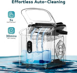 Ice Maker Countertop, Portable Ice Machine with Carry Handle, 26.5lbs Per Day, 9 Cubes in 6 Mins, Auto-Cleaning