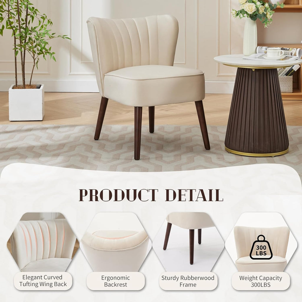 Modern Living Room Chair, Mid-Century Accent Chair, Soft Velvet Upholstered Chair with Adjustable Feet, Side Accent