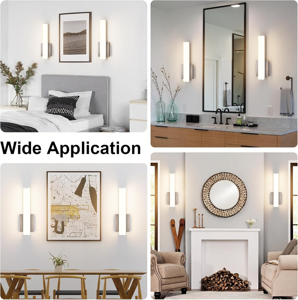 15.7 Inches Modern Bathroom Led Wall Sconces,18W 3000K Hardwired Wall Light with White Acrylic Lampshade,Indoor
