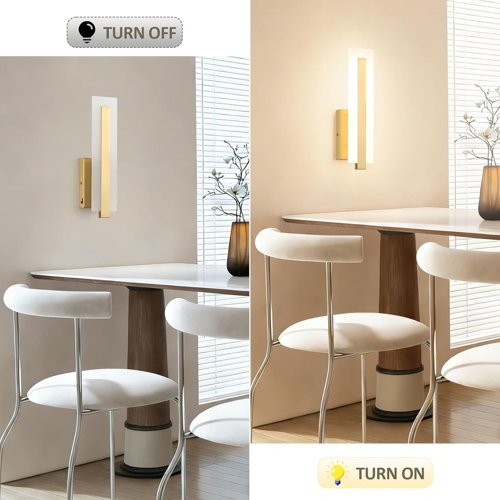 Hardwired Gold Dimmable Modern LED Wall Sconce 2 Packs 3000K 3500K 4000K 5000K 6000K Indoor Wall Lights Up and Down