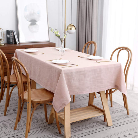 Lux Faux Linen Tablecloth with Slubby Yarn Textured Weaves Wrinkle Free Anti-Shrink Soft Table Cloth