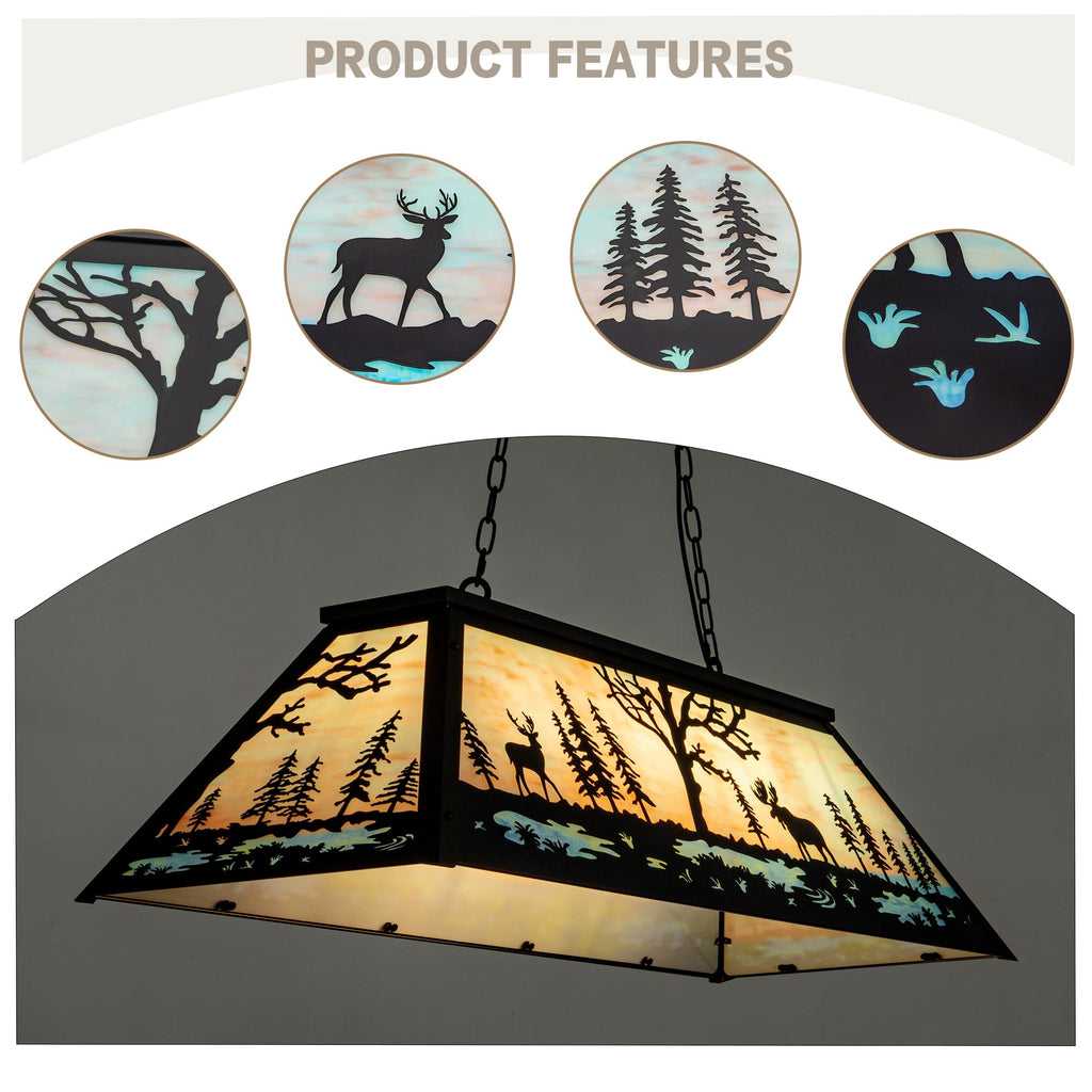47in Rustic Pool Table Light Hanging Over 7'8'9' Pool Table