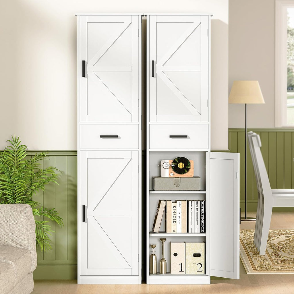Tall Bathroom Cabinet, Storage Cabinet with 6 Shelves & Drawer, Bathroom Storage Cabinet with Adjustable Shelves