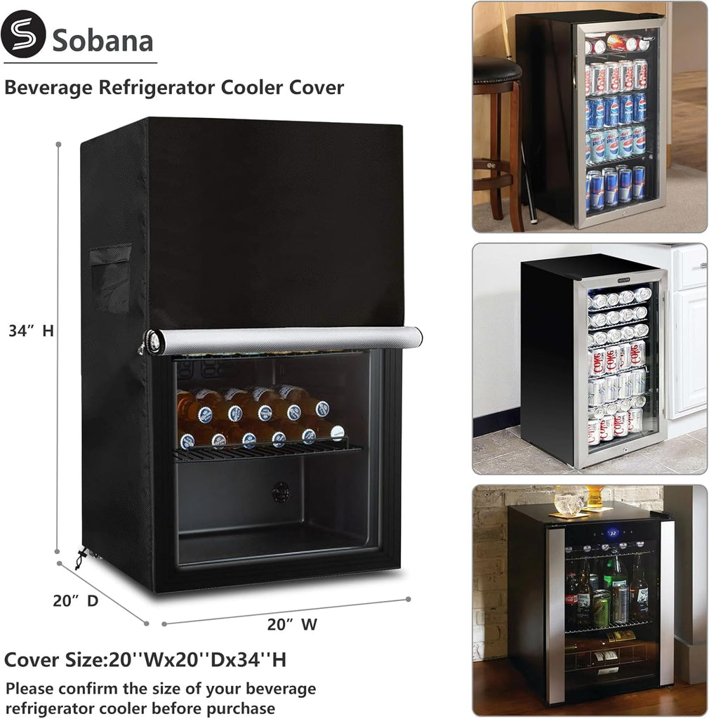 Beverage Refrigerator and Cooler Cover for most 3.2 Cu.ft Beer or Wine Mini Fridge,Waterproof Dust Proof Anti-UV Sides