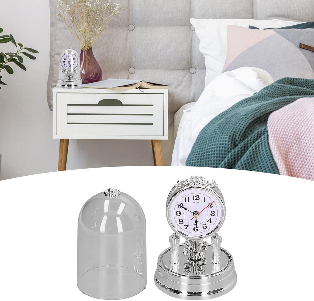 Vintage Table Clock, Anniversary Clocks with Glass Dome European Vintage Style Desk Clock Silent Table Clock Decorative Table Clock for...