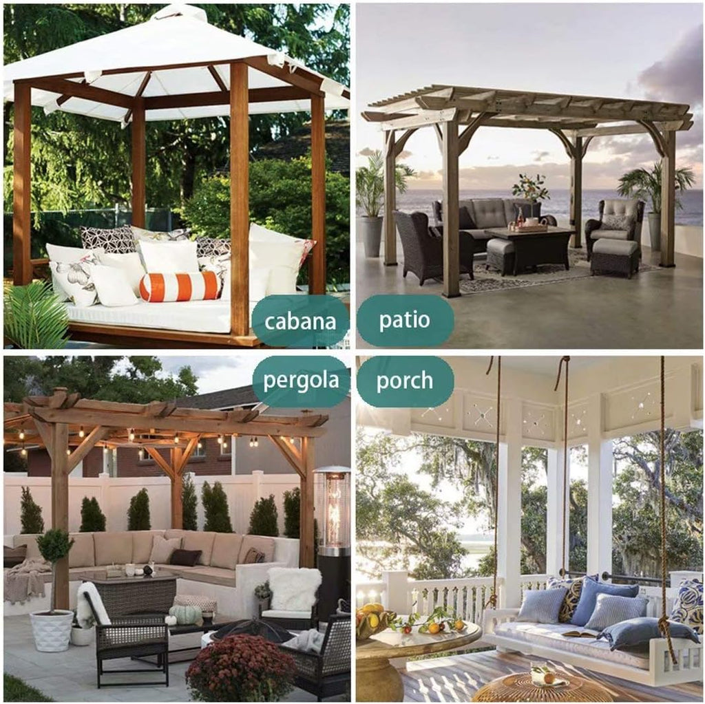 Burlap Linen Look Outdoor Curtain for Patio - 2 Panels Water - Image 5
