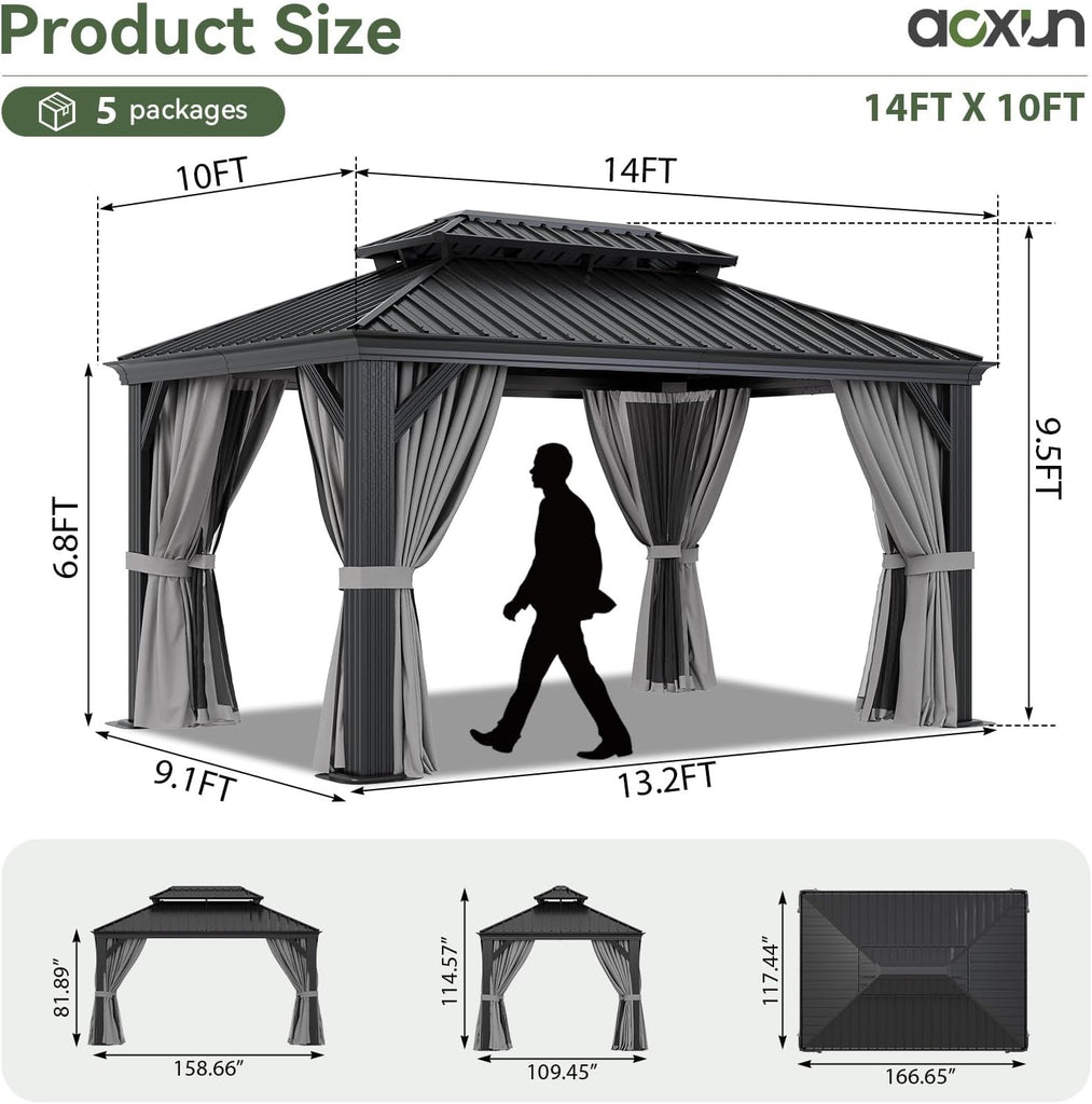 10' X 14' Hardtop Gazebo with Drainage System, Aluminum Outd - Image 7