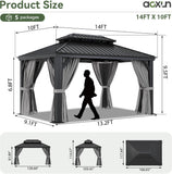 10' X 14' Hardtop Gazebo with Drainage System, Aluminum Outd - Image 7