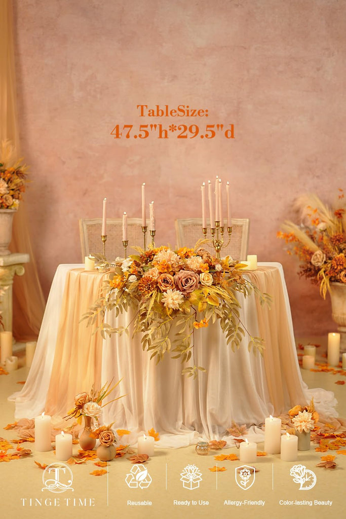 Artificial Flower Swag with Tablecloth and Table Runner Set