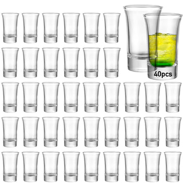 40 Pack Shot Glass Bulk Set with Heavy Base, 1.5 Ounce Whiskey Shot Glasses, Clear Shot Glasses Set, Round Shot Glass