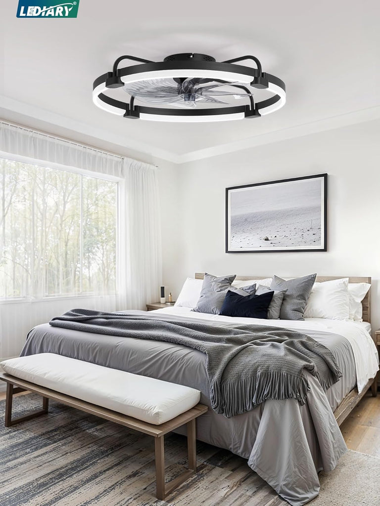 Ceiling Fans with Lights and Remote, 24'' Low Profile Ceiling Fan with Light