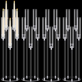 4 Pcs Acrylic Candelabra Centerpieces Clear Taper Candle Candlestick Holder Crystal 5 Arm Candlesticks Holder with