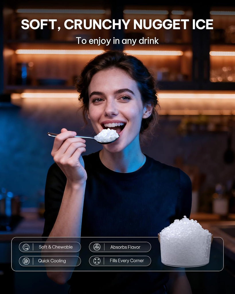 Nugget Ice Maker Countertop with APP & Voice Control, Self Cleaning Ice Machine with 3L Large Water Tank, 40 lbs/24H