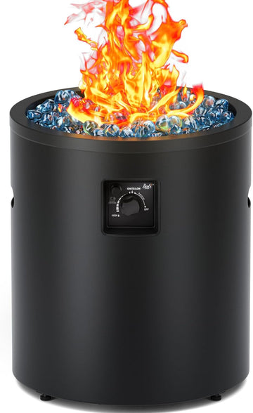 50,000 BTU Propane Fire Pit Outside, 23 inch Outdoor Fire Pit Round, Black Firepits for Outside Patio, Garden, Backyard