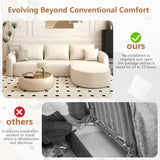 111" Modular Sectional Couches Luxury Modern Curved Back Sofa,Minimalist Comfy L-Shape Boneless Cloud Couch for Living