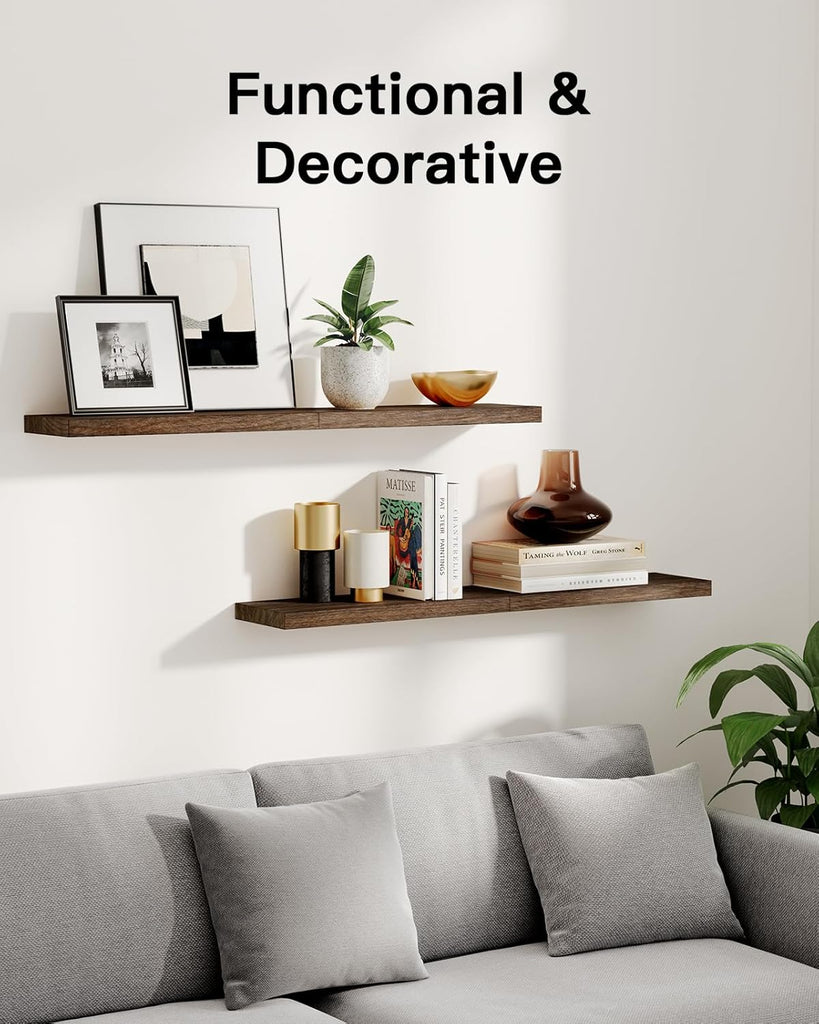 Floating Shelves, Paulownia Wood Wall Shelves /Living Room/Bedroom/Kitchen/Home Office, Natural Wood Floating Shelf