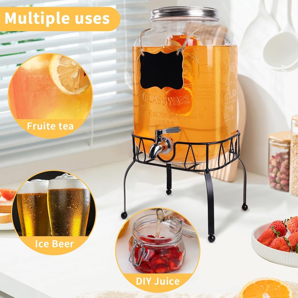 2 Gallon Jars, Ice Juice Dispenser(1 Pack Jar)