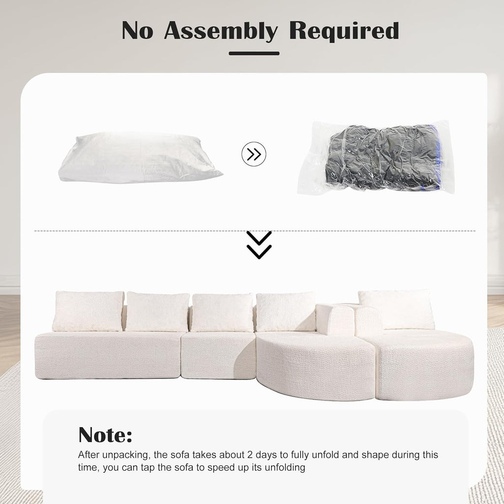 144" Sectional Couches for Living Room, Comfy U-Shaped Cloud Couch with Chaise Lounge, Modern Deep Seat Boneless Sofa
