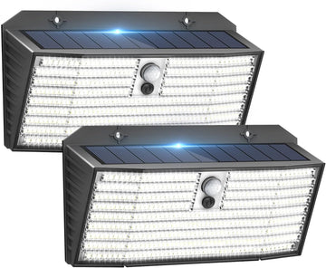 Solar Lights Outdoor with Motion Sensor, 2 Pack, 418 LED, 3 Lighting Modes | Solar Security Light, IP65 Waterproof