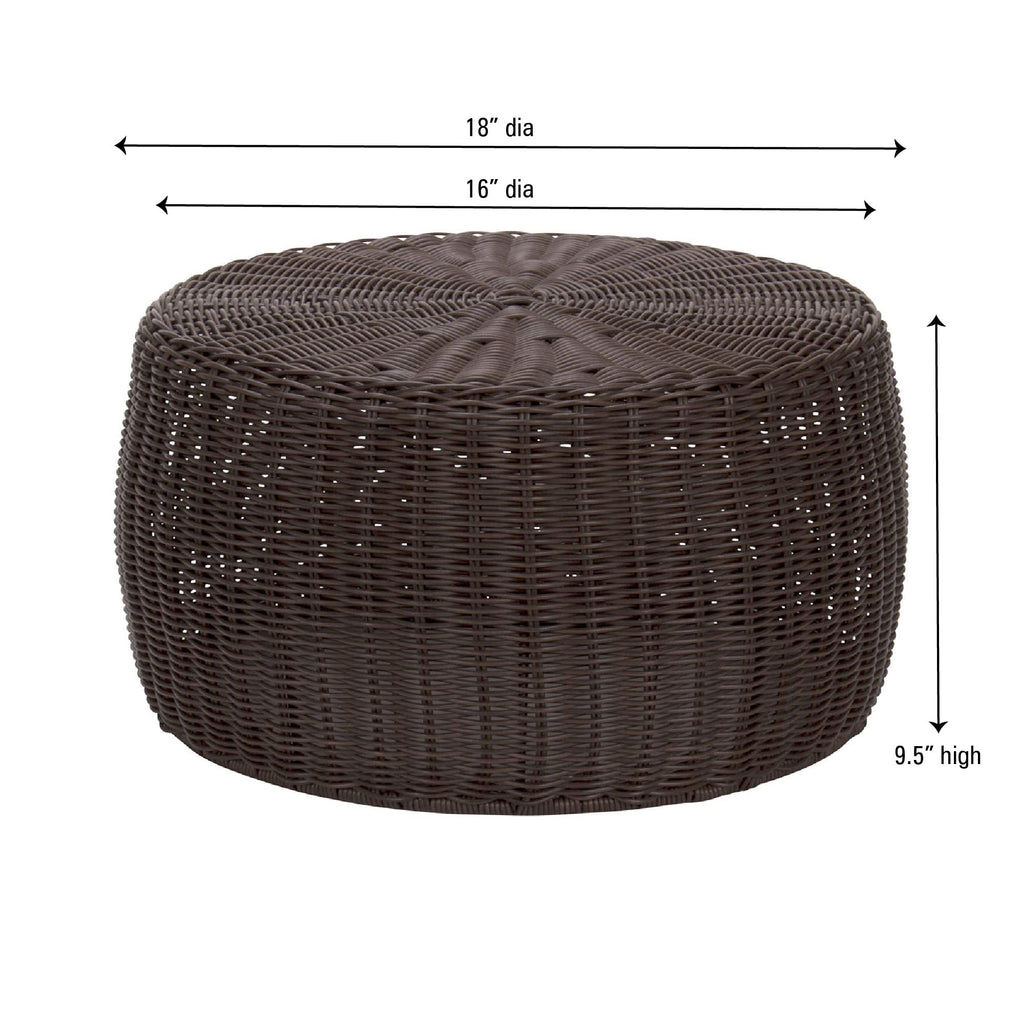 Round Handwoven Resin Storage Stool Ottoman, Brown