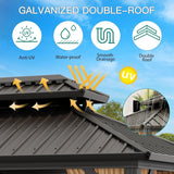 12 x 20 ft Hardtop Gazebo, Heavy Duty Galvanized Aluminum Frame Double Roof Outdoor Pavilion