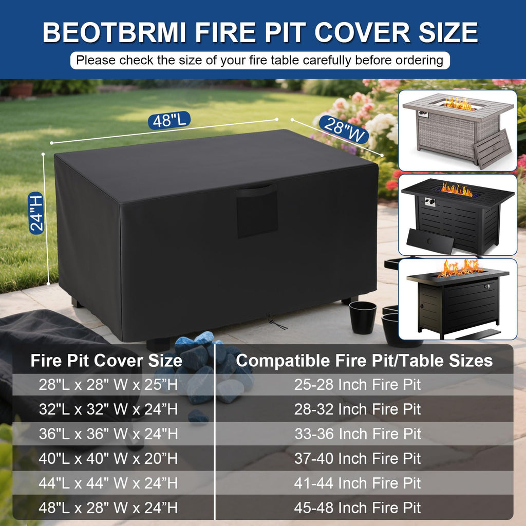 44" Square Fire Pit Cover - Waterproof Heavy Duty