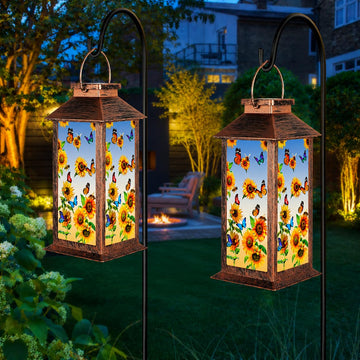 Solar Lanterns Outdoor Waterproof Garden Decor Birthday Gifts for Women Mom Grandma Sister, Hanging LED Plastic Solar