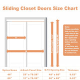 Closet Sliding Door, 60"×80"(Double Doors 31"), 3 Panel Sliding Door with Hardware Kit, Pre-Drilled 