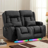 Power Loveseat Recliner Sofa - Home Theater Seating with Massage & Heat Faux Leather RV Recliner Loveseat Sofa
