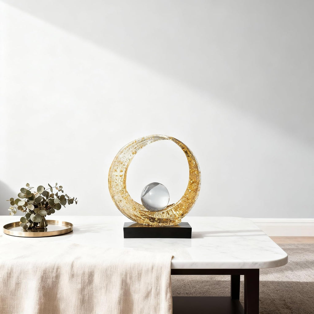 Golden Wave Resin Origami Statue Modern Abstract Home Decoration Emphasizes Abstract Office Desk Center Art Statue
