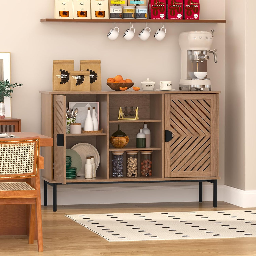 48" Accent Cabinet with 2 Doors Wood,Sideboard Storage Cabinet | Modern Buffet Cabinet with Adjustable Shelves &