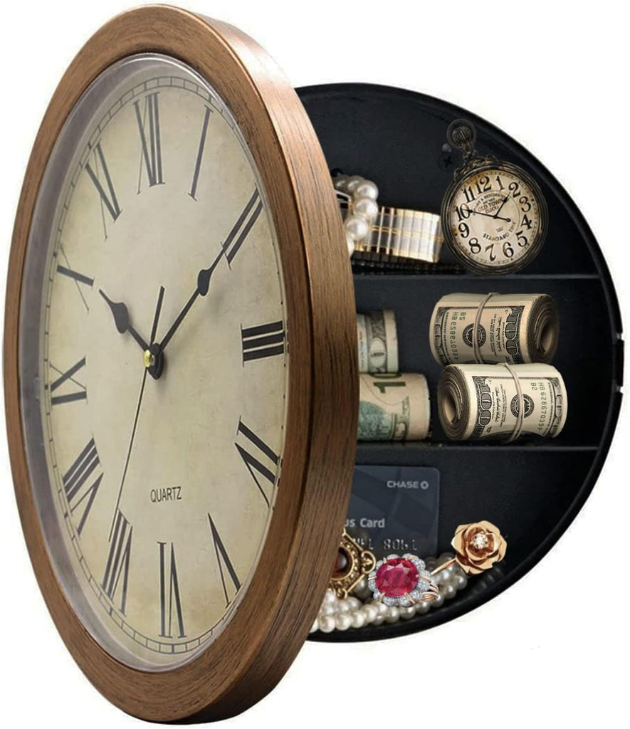 Secret Compartment, Benkaim Upgraded Silent Thickened 10 Inch Plastic Wall Clock Diversion Safe Clock with Hidden Compartment, Clock for...