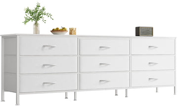 63 Inch, for Closet with 9 Fabric Drawers, Large TV Stand for 55, 65, 70 Inch TV, Entertainment Center with Storage